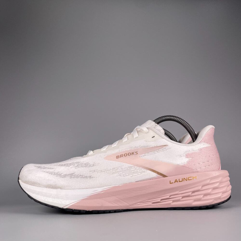 Brooks Launch 11 Women's Size 11 B White Gold Pink Running Shoe Athletic Sneaker